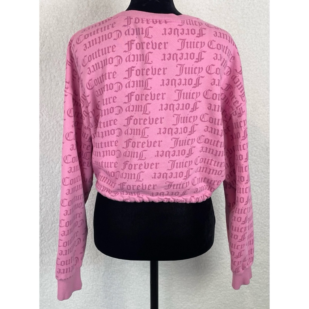 JUICY COUTURE x F21 • Pink Logo Print Long Sleeve Cropped Tie Sweatshirt, M - Picture 8 of 16